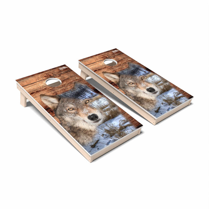 Slick Woody's Cornhole Co. Cornhole Board Wolf Wild Animal Cornhole Boards - All Weather