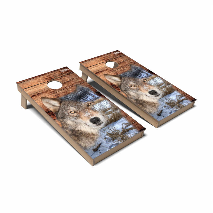 Slick Woody's Cornhole Co. Cornhole Board Wolf Wild Animal Cornhole Boards - Backyard