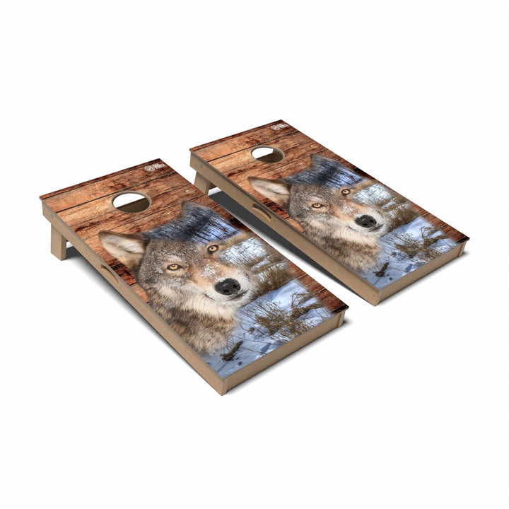 Slick Woody's Cornhole Co. Cornhole Board Wolf Wild Animal Cornhole Boards - Professional Signature