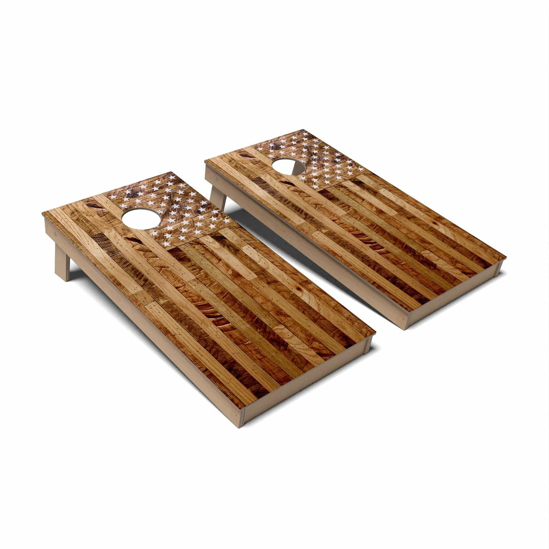 Slick Woody's Cornhole Co. Cornhole Board Wood American Flag Patriotic Cornhole Boards - Backyard