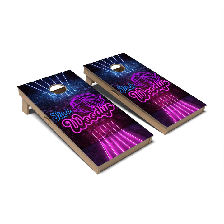 Slick Woody's Cornhole Co. Cornhole Board Woody Car Neon Sign Miami Vice Cornhole Boards - Professional Signature