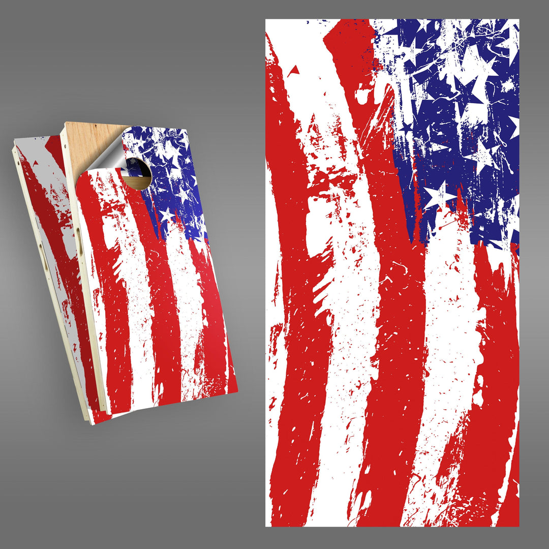 Slick Woody's Cornhole Co. Cornhole Board Wrap Painted American Flag Cornhole Board Wrap Set