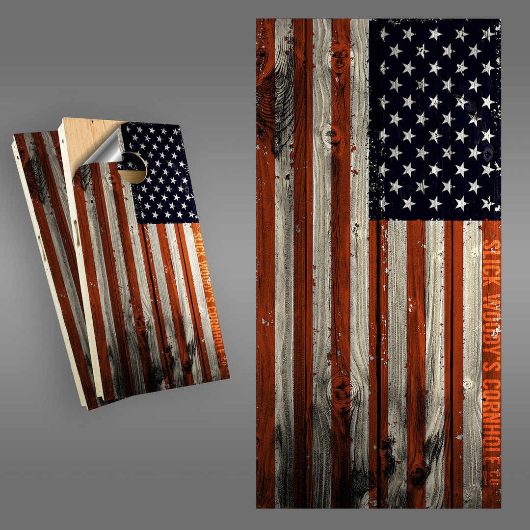 Slick Woody's Cornhole Co. Cornhole Board Wrap Verticle American Flag Cornhole Board Wrap Set