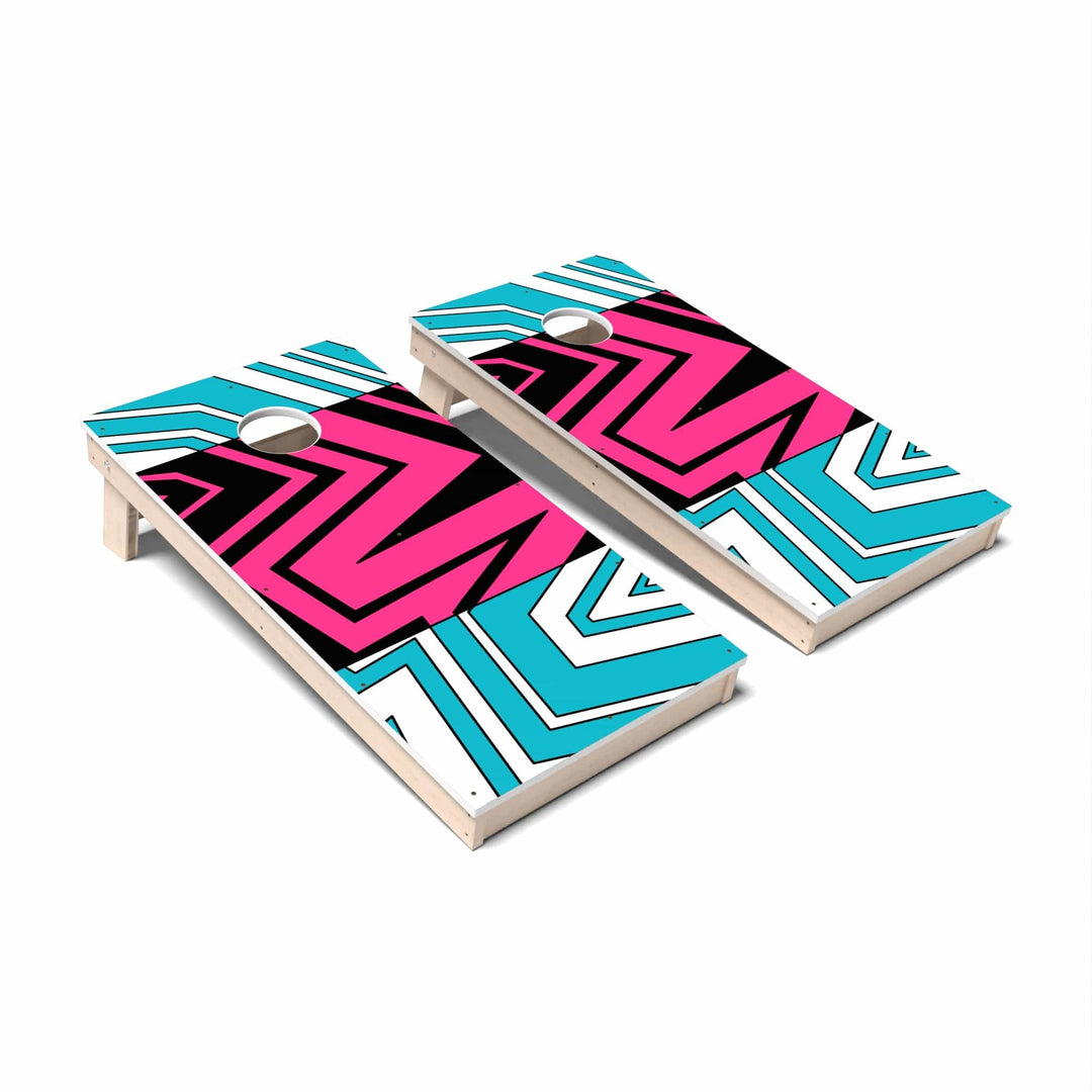 Slick Woody's Cornhole Co. Cornhole Board Zig Zag Miami Vice Cornhole Boards - All Weather