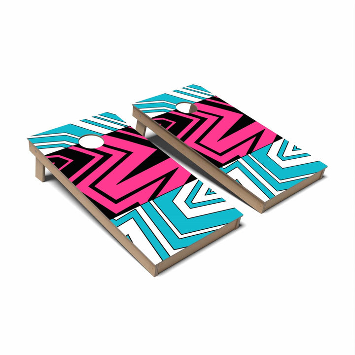 Slick Woody's Cornhole Co. Cornhole Board Zig Zag Miami Vice Cornhole Boards - Backyard