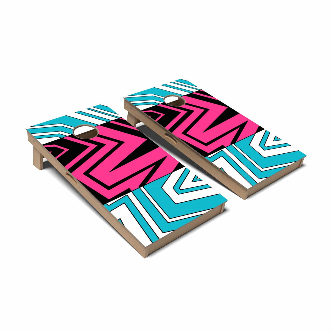 Slick Woody's Cornhole Co. Cornhole Board Zig Zag Miami Vice Cornhole Boards - Professional Signature