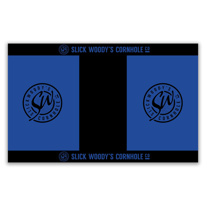 Slick Woody's Cornhole Co. Cornhole Pitch Pad Set Blue Color & Black SW Pitch Pad Set