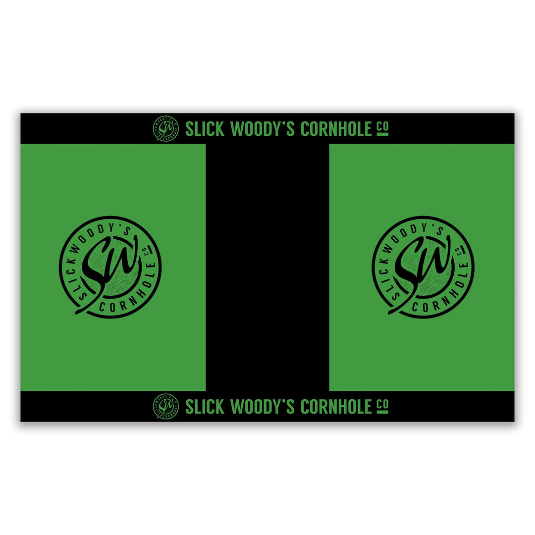 Slick Woody's Cornhole Co. Cornhole Pitch Pad Set Green Color & Black SW Pitch Pad Set