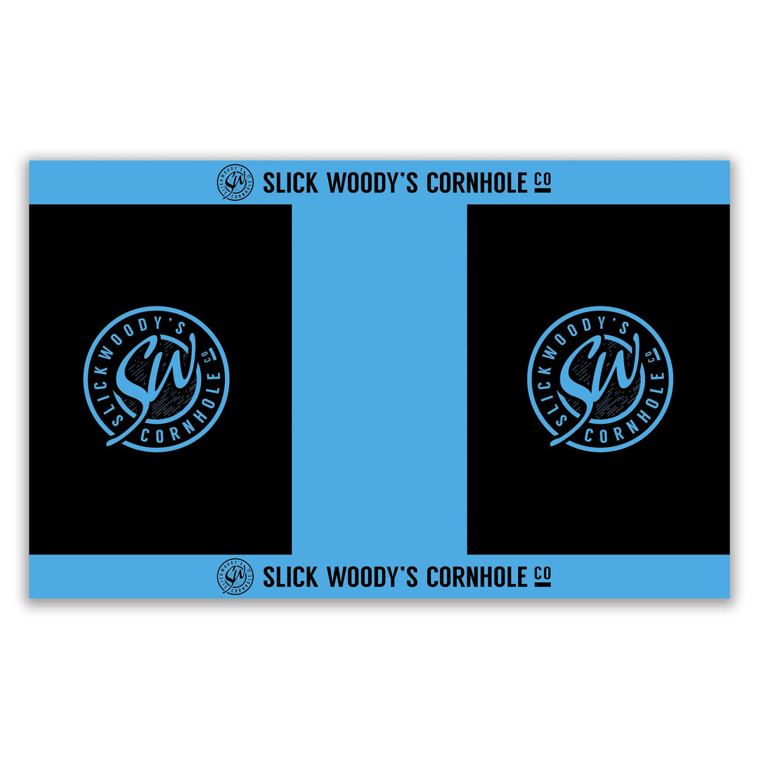 Slick Woody's Cornhole Co. Cornhole Pitch Pad Set Light Blue Black & Color SW Pitch Pad Set