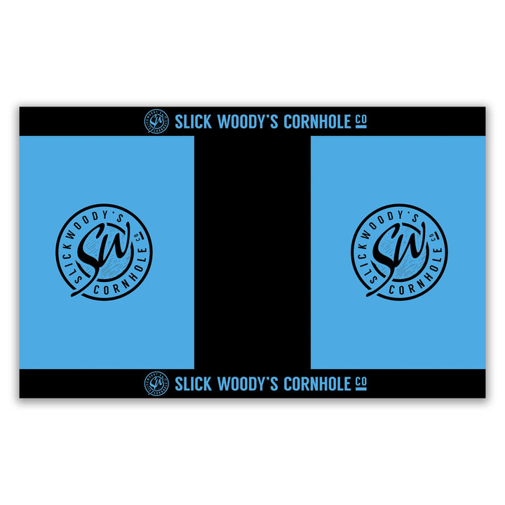 Slick Woody's Cornhole Co. Cornhole Pitch Pad Set Light Blue Color & Black SW Pitch Pad Set