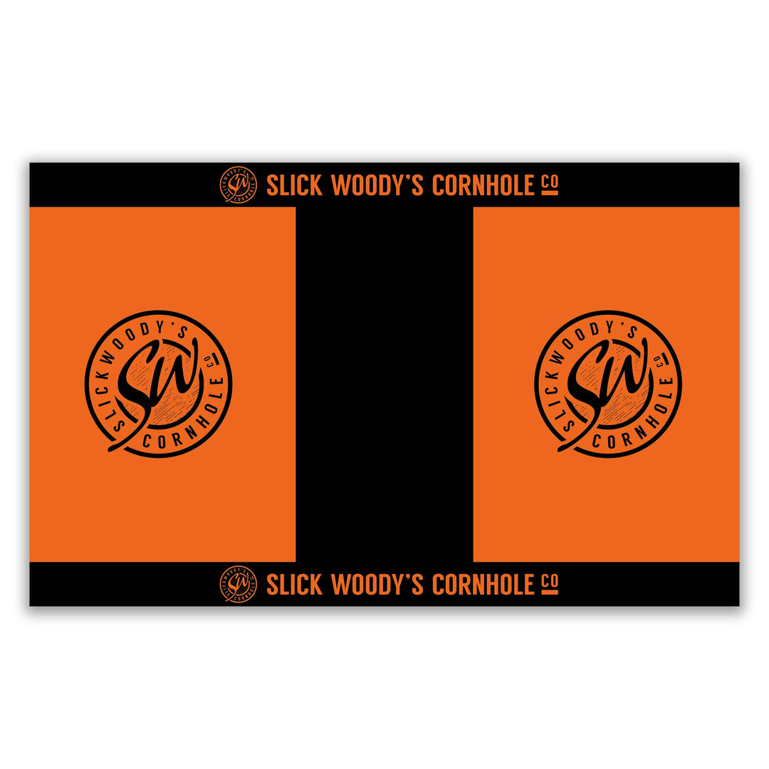 Slick Woody's Cornhole Co. Cornhole Pitch Pad Set Orange Color & Black SW Pitch Pad Set