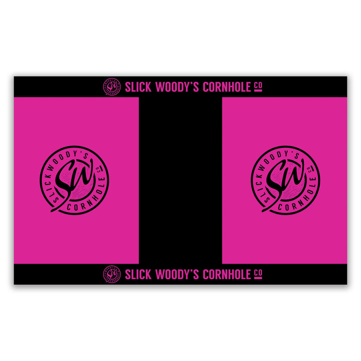 Slick Woody's Cornhole Co. Cornhole Pitch Pad Set Pink Color & Black SW Pitch Pad Set