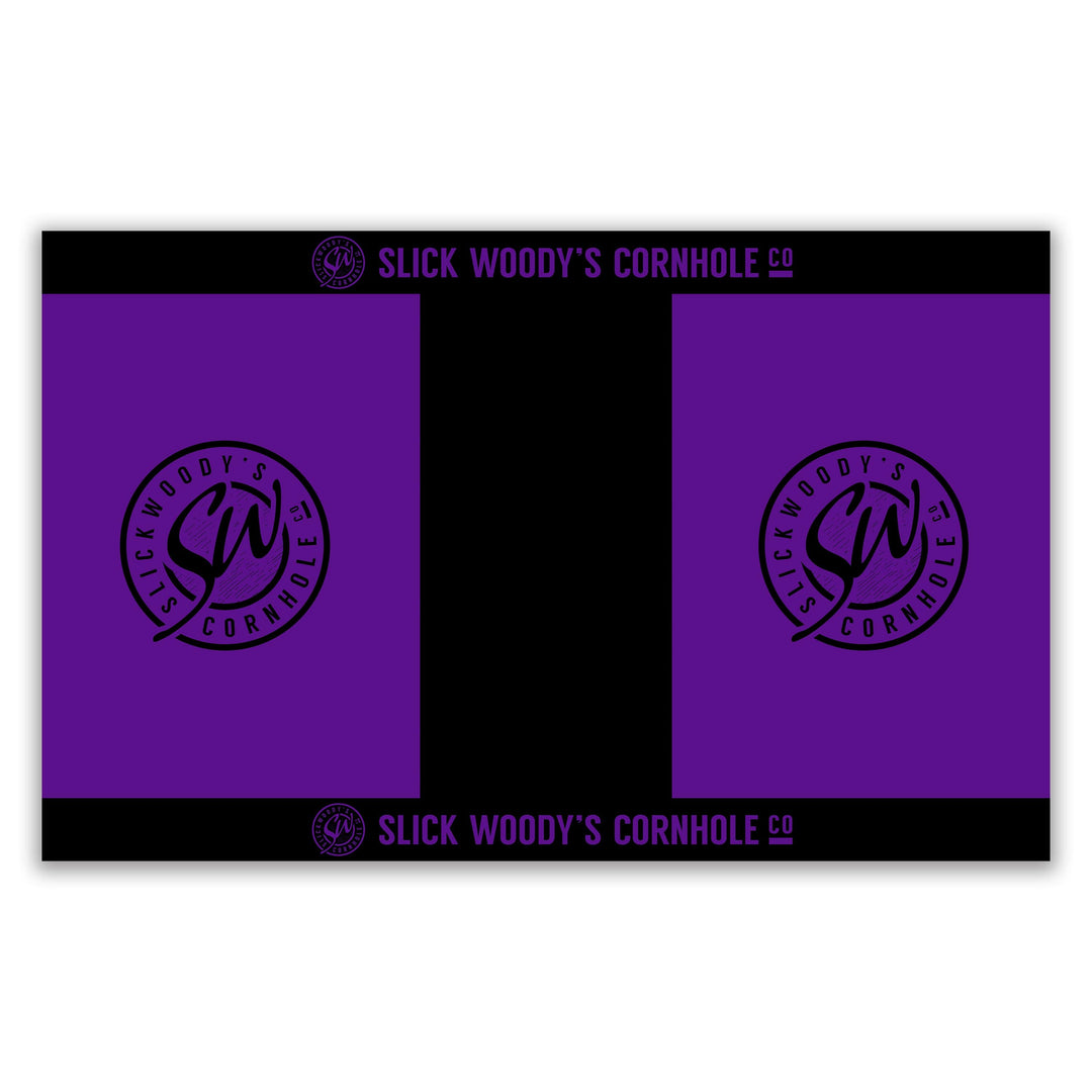 Slick Woody's Cornhole Co. Cornhole Pitch Pad Set Purple Color & Black SW Pitch Pad Set