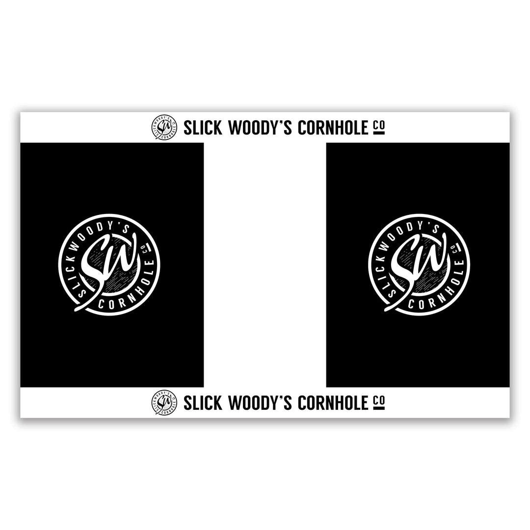 Slick Woody's Cornhole Co. Cornhole Pitch Pad Set White Black & Color SW Pitch Pad Set