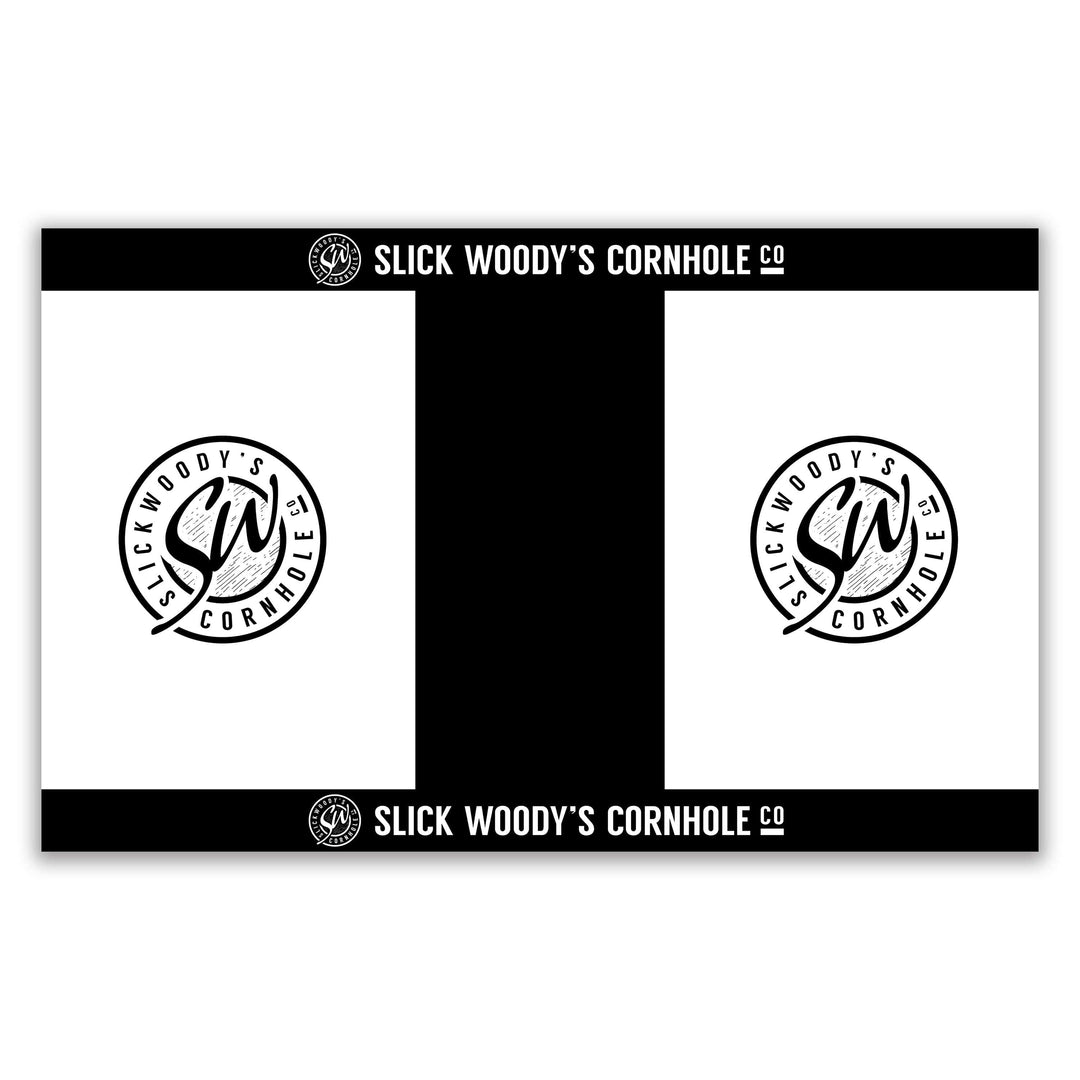 Slick Woody's Cornhole Co. Cornhole Pitch Pad Set White Color & Black SW Pitch Pad Set