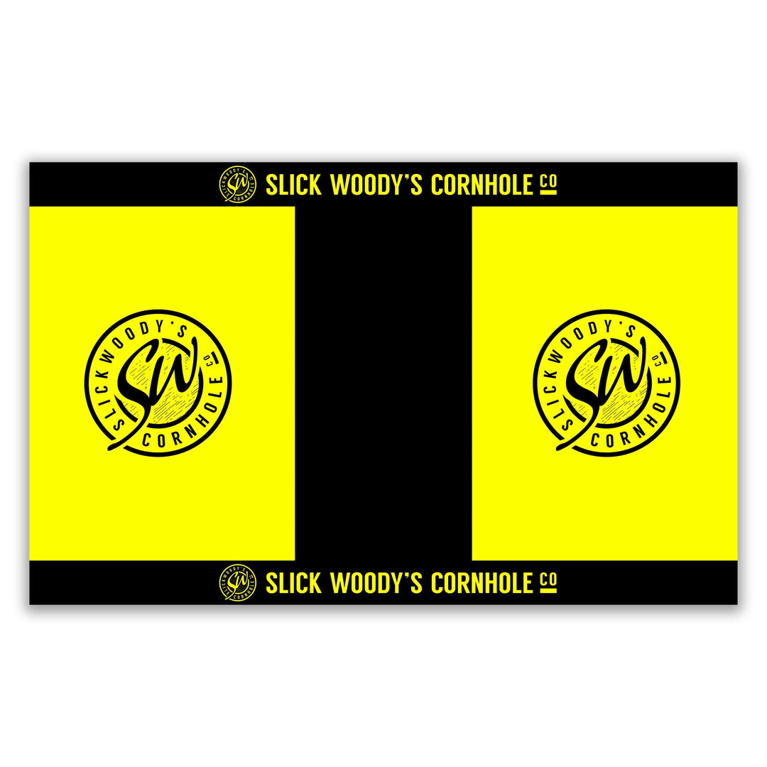 Slick Woody's Cornhole Co. Cornhole Pitch Pad Set Yellow Color & Black SW Pitch Pad Set