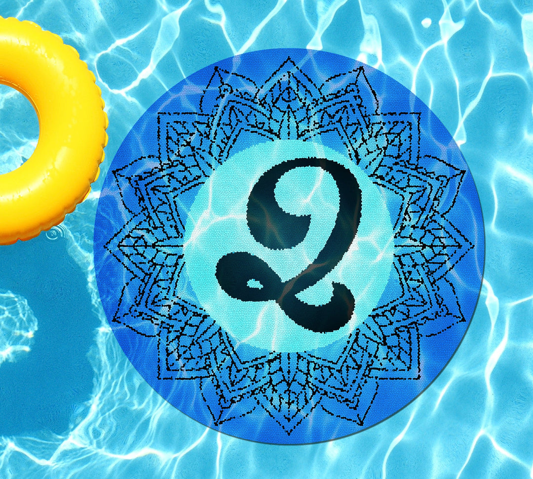 Slick Woody's Cornhole Co. Monogram Pool Tattoo Q Monogram Mandala Letter Underwater Pool Tattoo - 5'