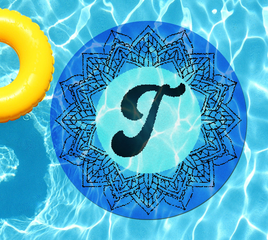 Slick Woody's Cornhole Co. Monogram Pool Tattoo T Monogram Mandala Letter Underwater Pool Tattoo - 2.5'