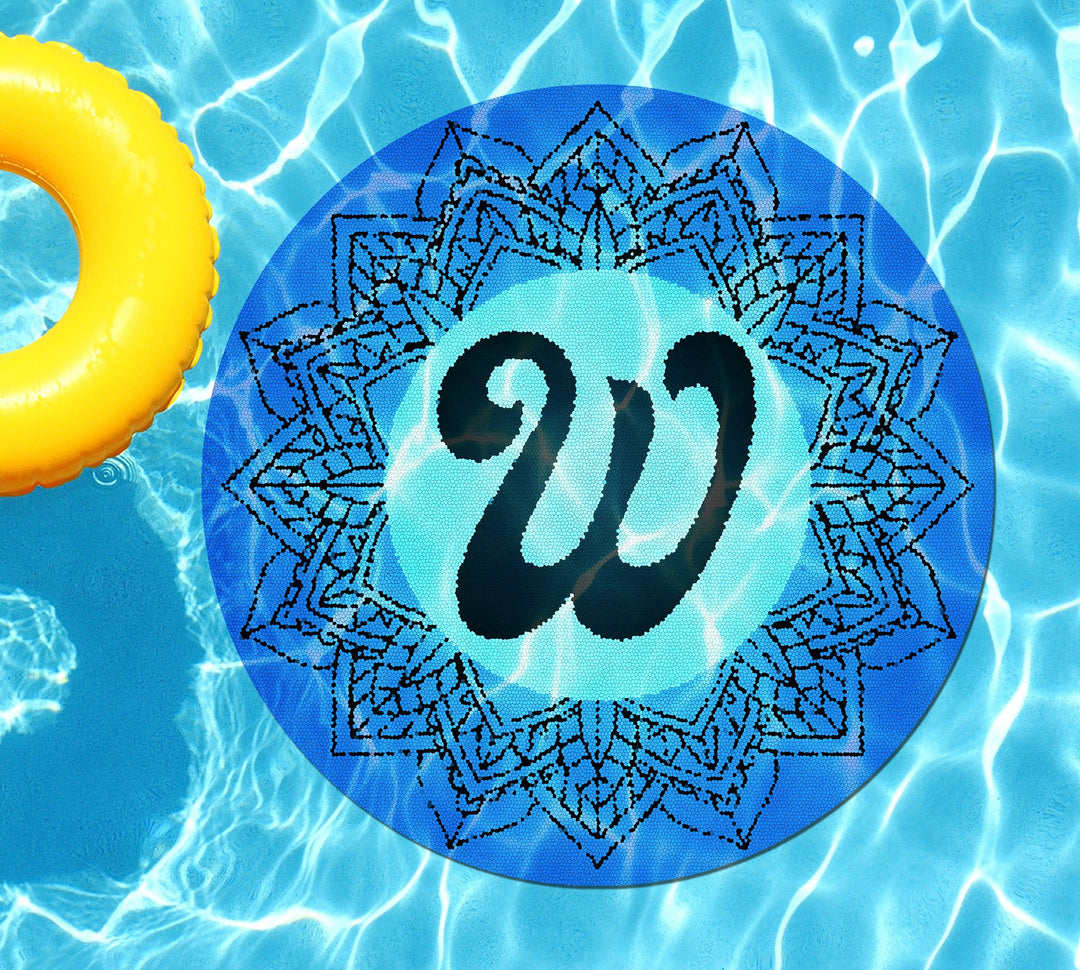 Slick Woody's Cornhole Co. Monogram Pool Tattoo W Monogram Mandala Letter Underwater Pool Tattoo - 2.5'