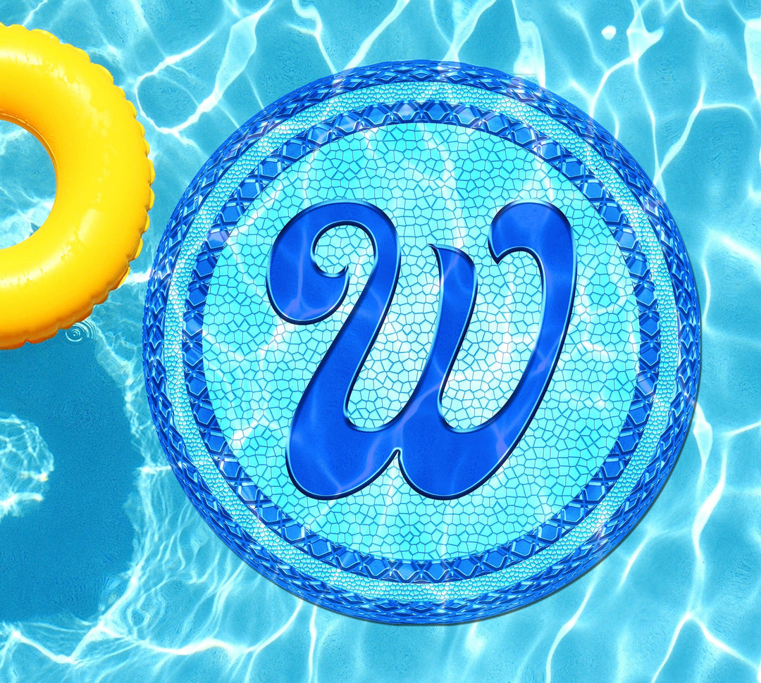 Slick Woody's Cornhole Co. Monogram Pool Tattoo W Monogram Tiled Letter Underwater Pool Tattoo - 2.5'
