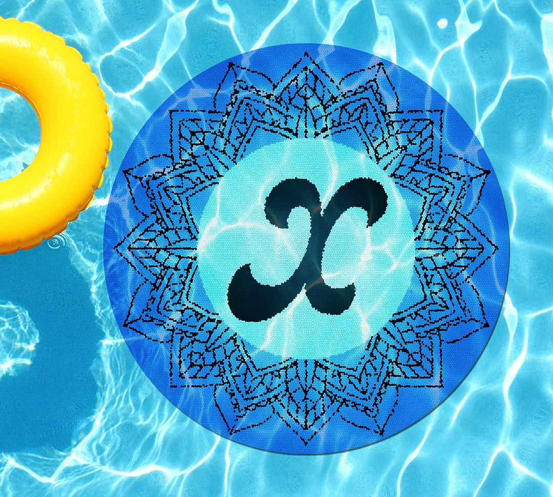 Slick Woody's Cornhole Co. Monogram Pool Tattoo X Monogram Mandala Letter Underwater Pool Tattoo - 2.5'