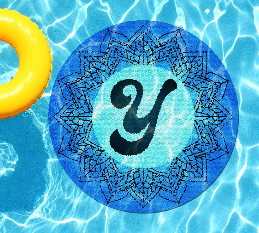 Slick Woody's Cornhole Co. Monogram Pool Tattoo Y Monogram Mandala Letter Underwater Pool Tattoo - 2.5'