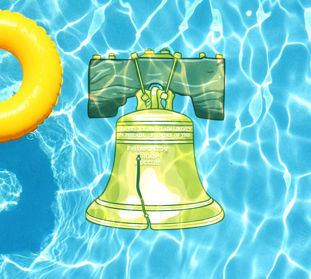 Slick Woody's Cornhole Co. Patriotic Pool Tattoo Liberty Bell Underwater Pool Mat Tattoo
