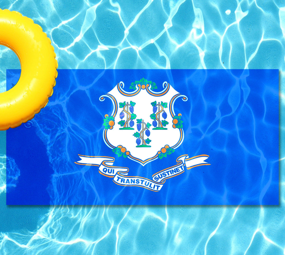 Slick Woody's Cornhole Co. State Flag Pool Tattoo Connecticut State Flag Underwater Pool Mat