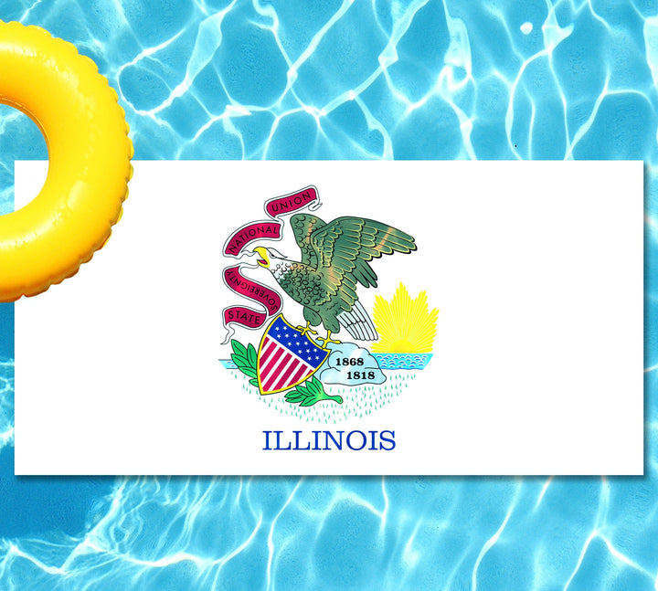 Slick Woody's Cornhole Co. State Flag Pool Tattoo Illinois State Flag Underwater Pool Mat