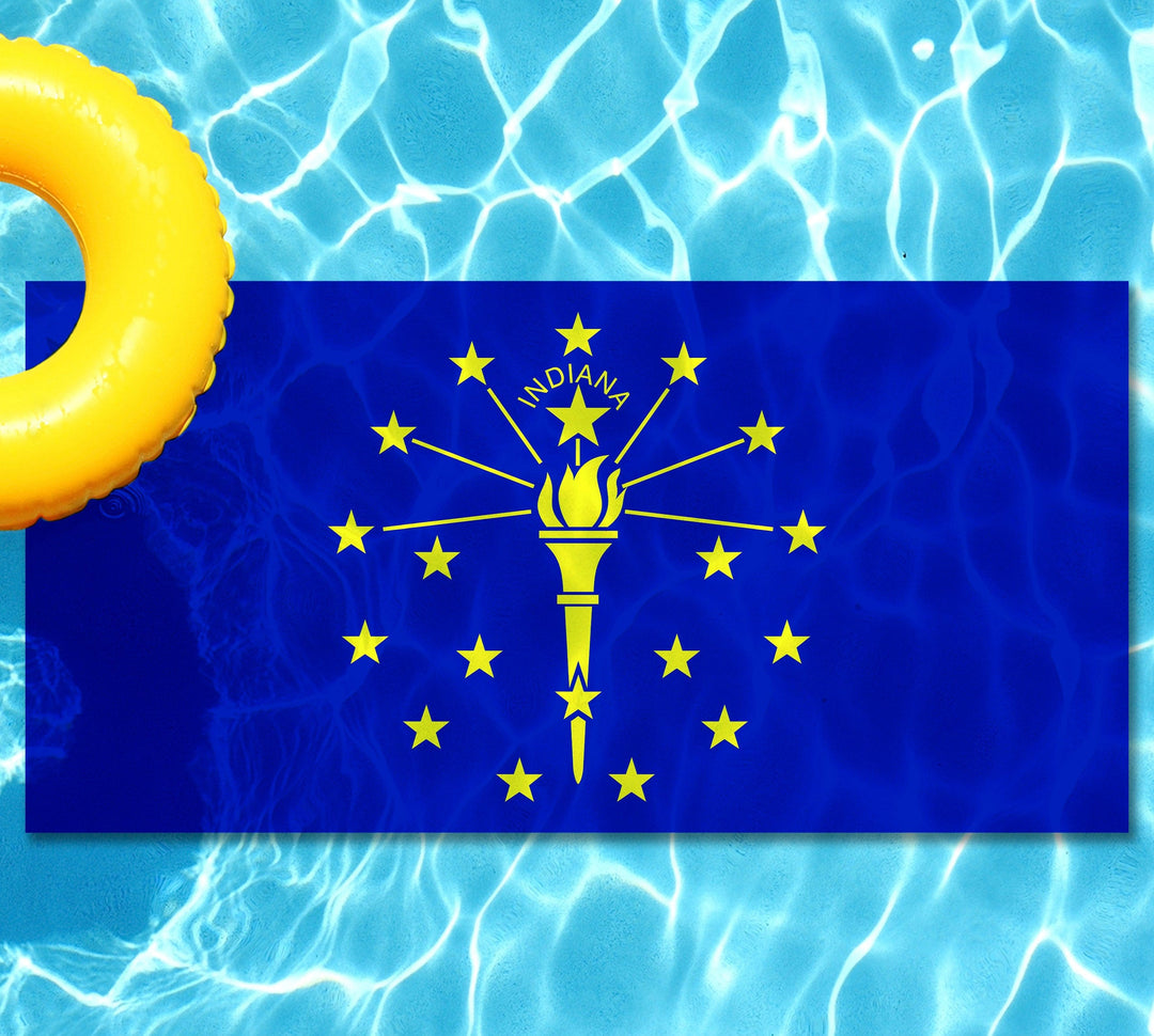 Slick Woody's Cornhole Co. State Flag Pool Tattoo Indiana State Flag Underwater Pool Mat