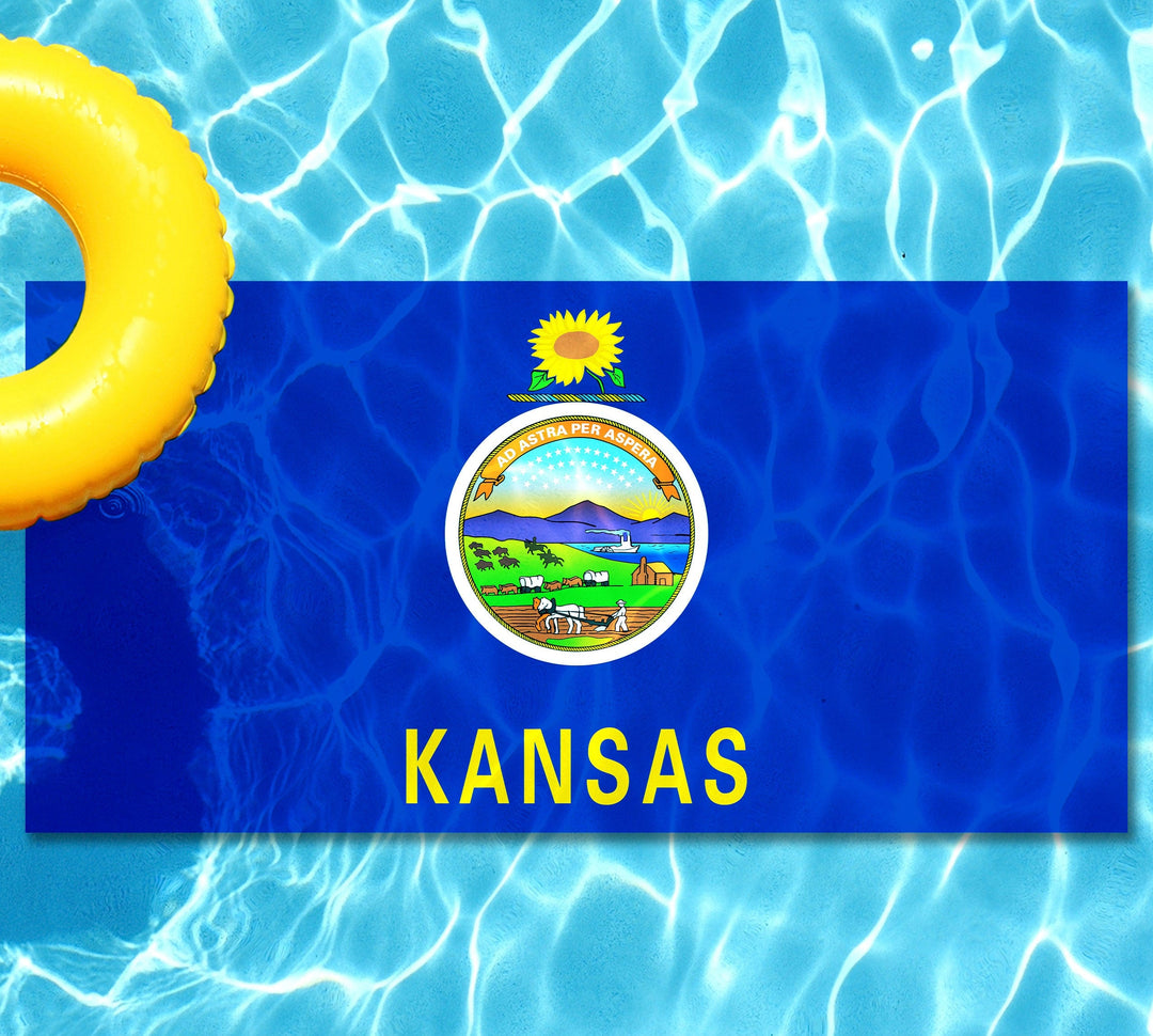 Slick Woody's Cornhole Co. State Flag Pool Tattoo Kansas State Flag Underwater Pool Mat