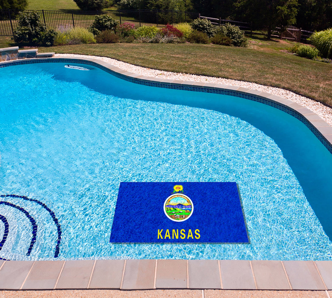 Slick Woody's Cornhole Co. State Flag Pool Tattoo Kansas State Flag Underwater Pool Mat