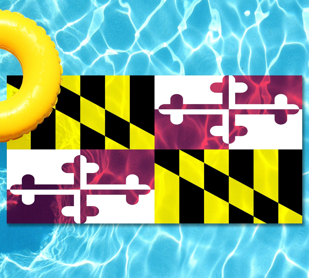 Slick Woody's Cornhole Co. State Flag Pool Tattoo Maryland State Flag Underwater Pool Mat