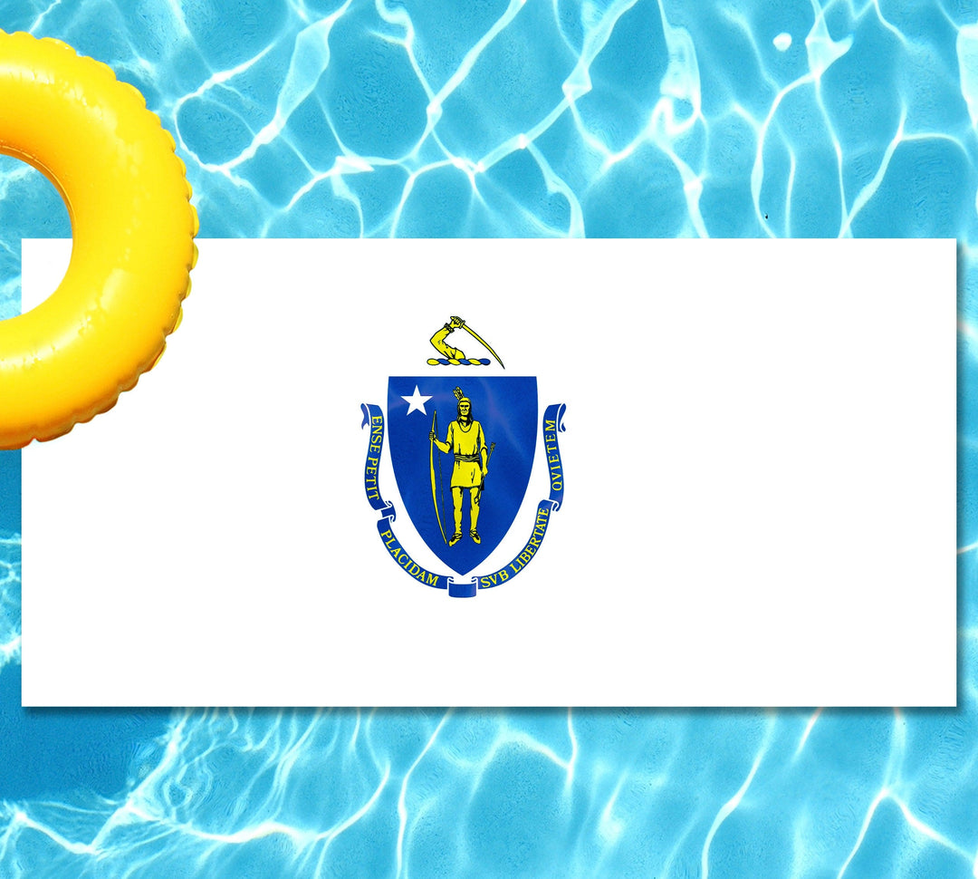 Slick Woody's Cornhole Co. State Flag Pool Tattoo Massachusetts State Flag Underwater Pool Mat