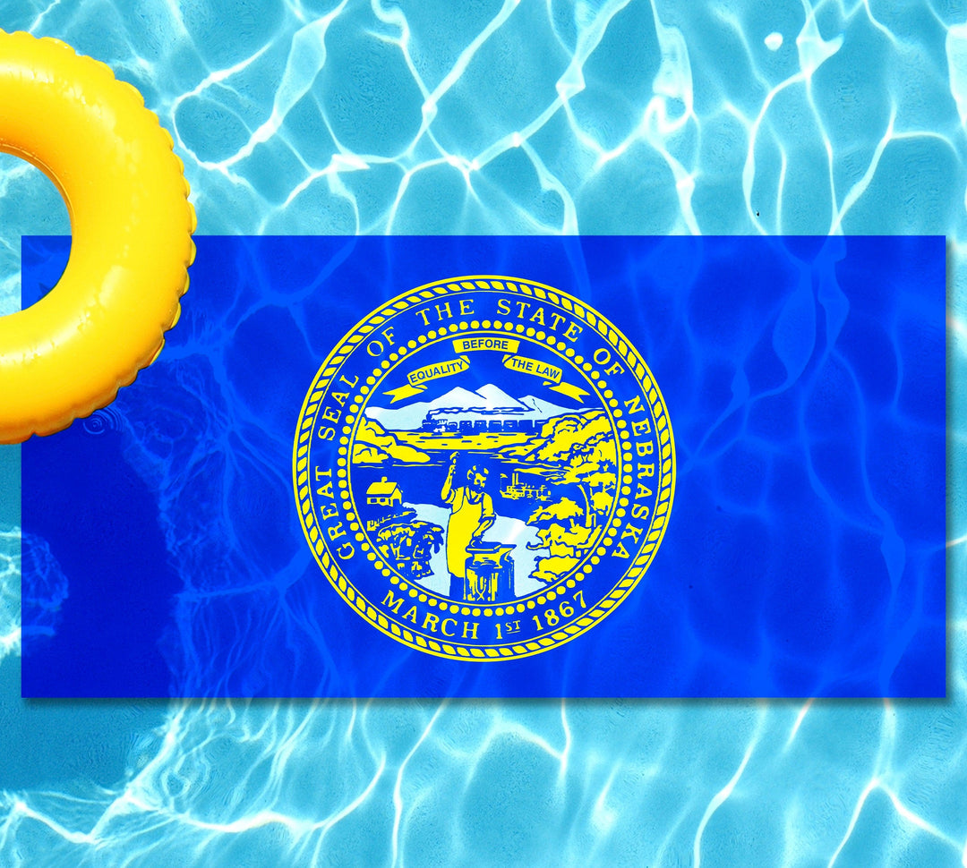 Slick Woody's Cornhole Co. State Flag Pool Tattoo Nebraska State Flag Underwater Pool Mat
