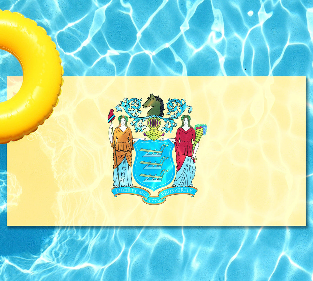 Slick Woody's Cornhole Co. State Flag Pool Tattoo New Jersey State Flag Underwater Pool Mat