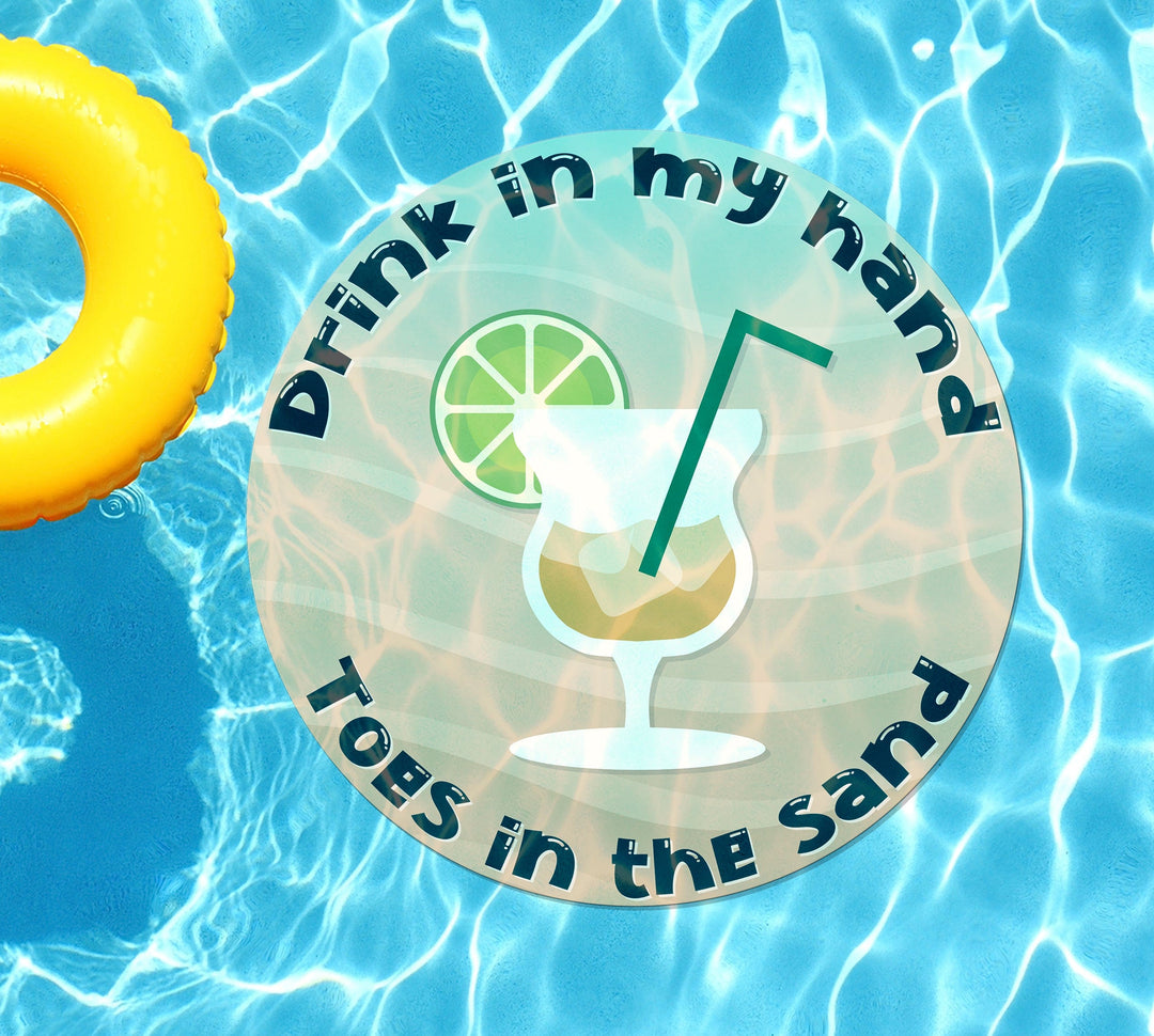 Slick Woody's Cornhole Co. Summer Sayings Pool Tattoo Drink In My Hand Toes in the Sand #1 Underwater Pool Mat Tattoo