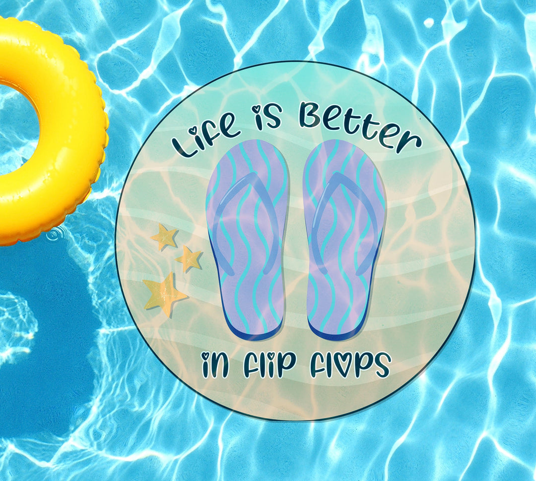 Slick Woody's Cornhole Co. Summer Sayings Pool Tattoo Life Is Better In Flip Flops Underwater Pool Mat Tattoo