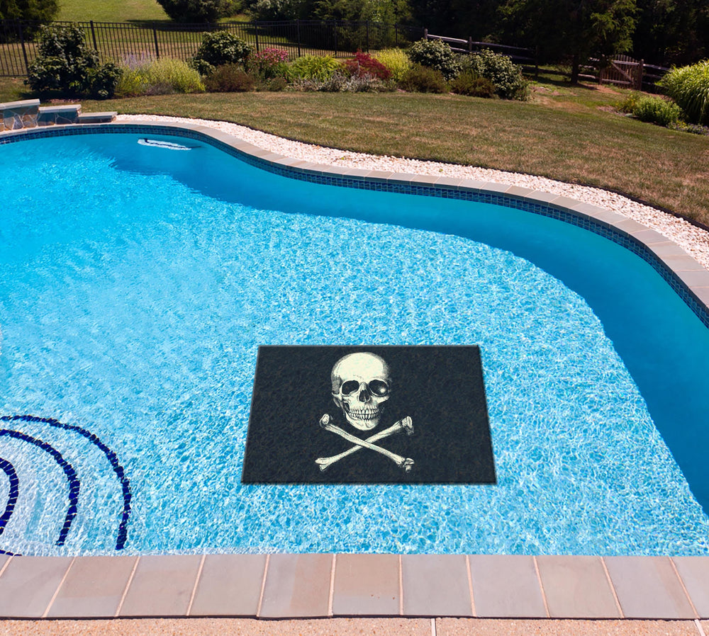 Slick Woody's Cornhole Co. Summer Sayings Pool Tattoo Pirate Flag Underwater Pool Mat Tattoo