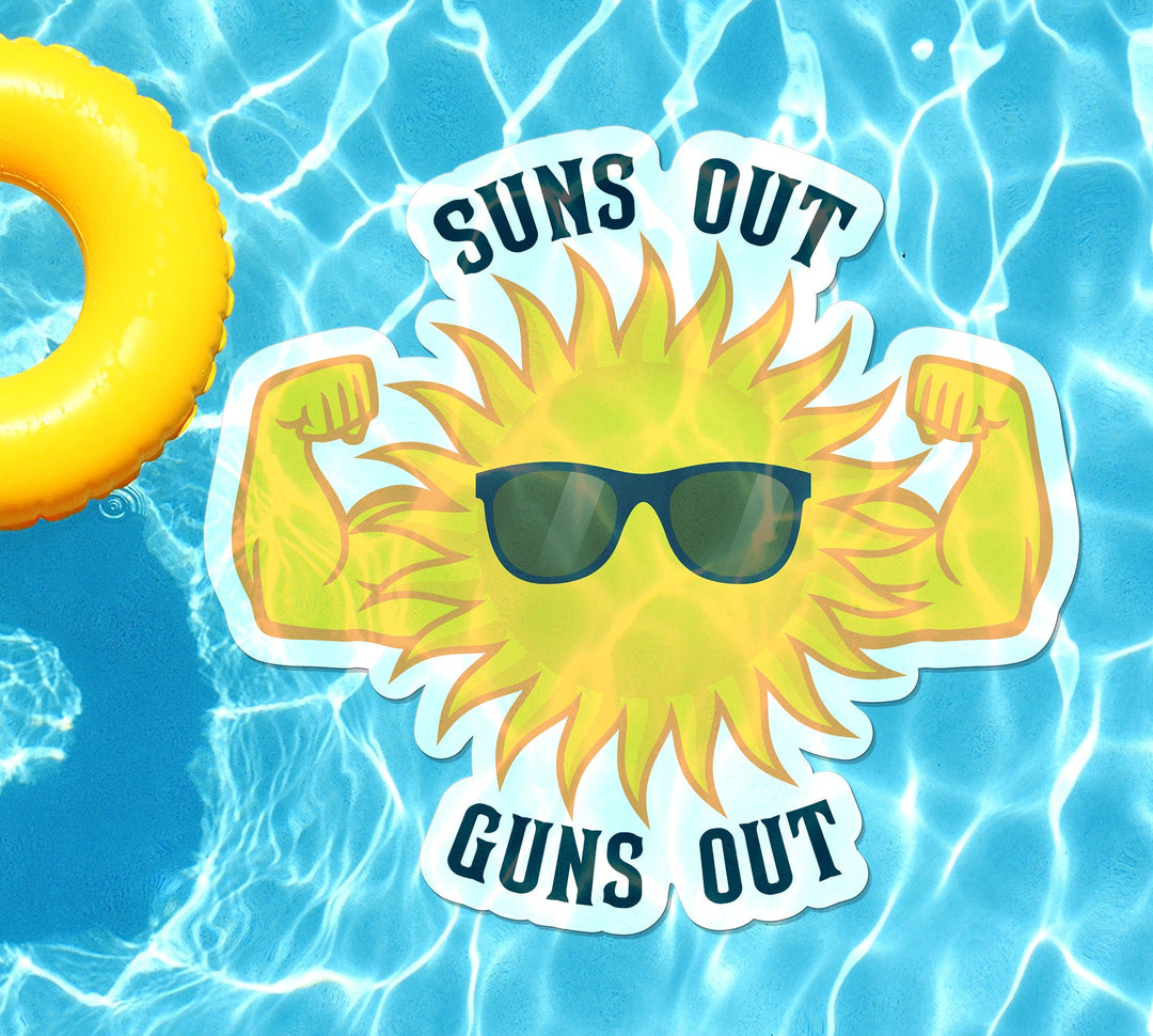 Slick Woody's Cornhole Co. Summer Sayings Pool Tattoo Suns Out Guns Out Underwater Pool Mat Tattoo