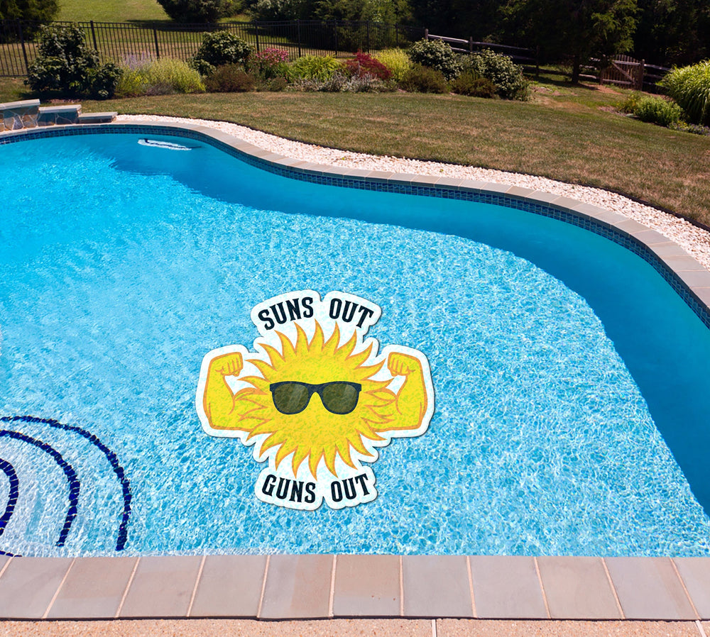 Slick Woody's Cornhole Co. Summer Sayings Pool Tattoo Suns Out Guns Out Underwater Pool Mat Tattoo