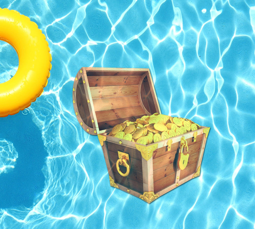 Slick Woody's Cornhole Co. Summer Sayings Pool Tattoo Treasure Chest Underwater Pool Mat Tattoo