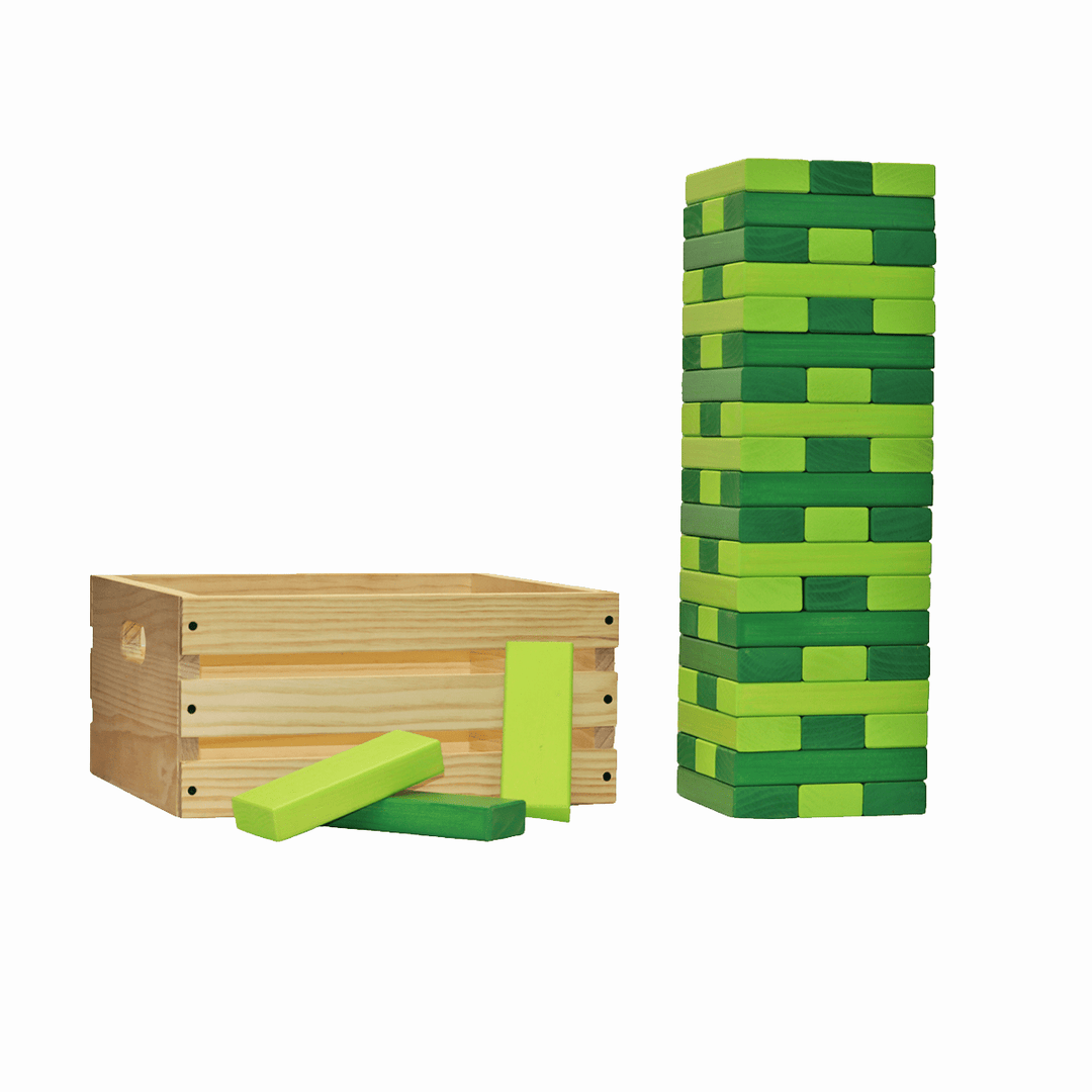 Slick Woody's Lime Green / Kelly Green Tailgating Pros Giant Toppling Timbers with Natural Wooden Crate