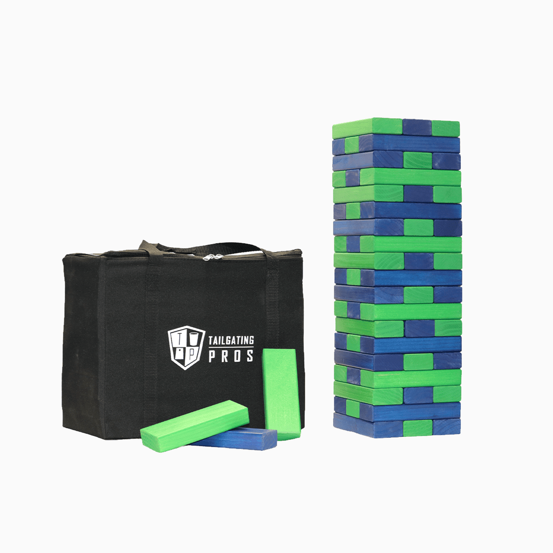 Slick Woody's Navy / Kelly Green Tailgating Pros Giant Toppling Timbers with Carrying Case