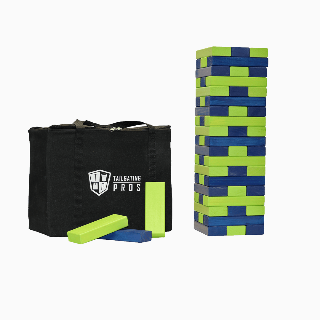 Slick Woody's Navy / Lime Green Tailgating Pros Giant Toppling Timbers with Carrying Case