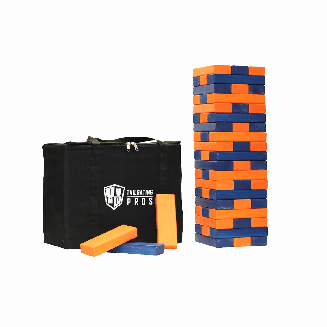 Slick Woody's Navy / Orange Tailgating Pros Giant Toppling Timbers with Carrying Case