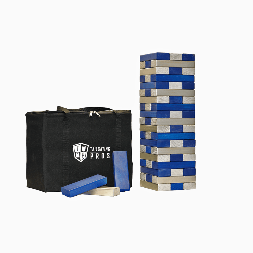 Slick Woody's Navy / Silver Tailgating Pros Giant Toppling Timbers with Carrying Case