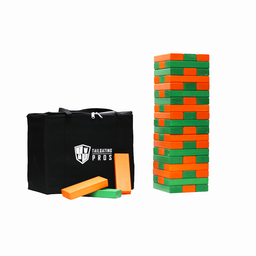 Slick Woody's Orange / Kelly Green Tailgating Pros Giant Toppling Timbers with Carrying Case