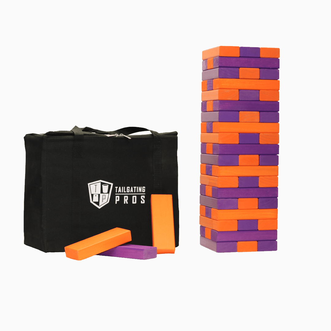 Slick Woody's Purple / Orange Tailgating Pros Giant Toppling Timbers with Carrying Case