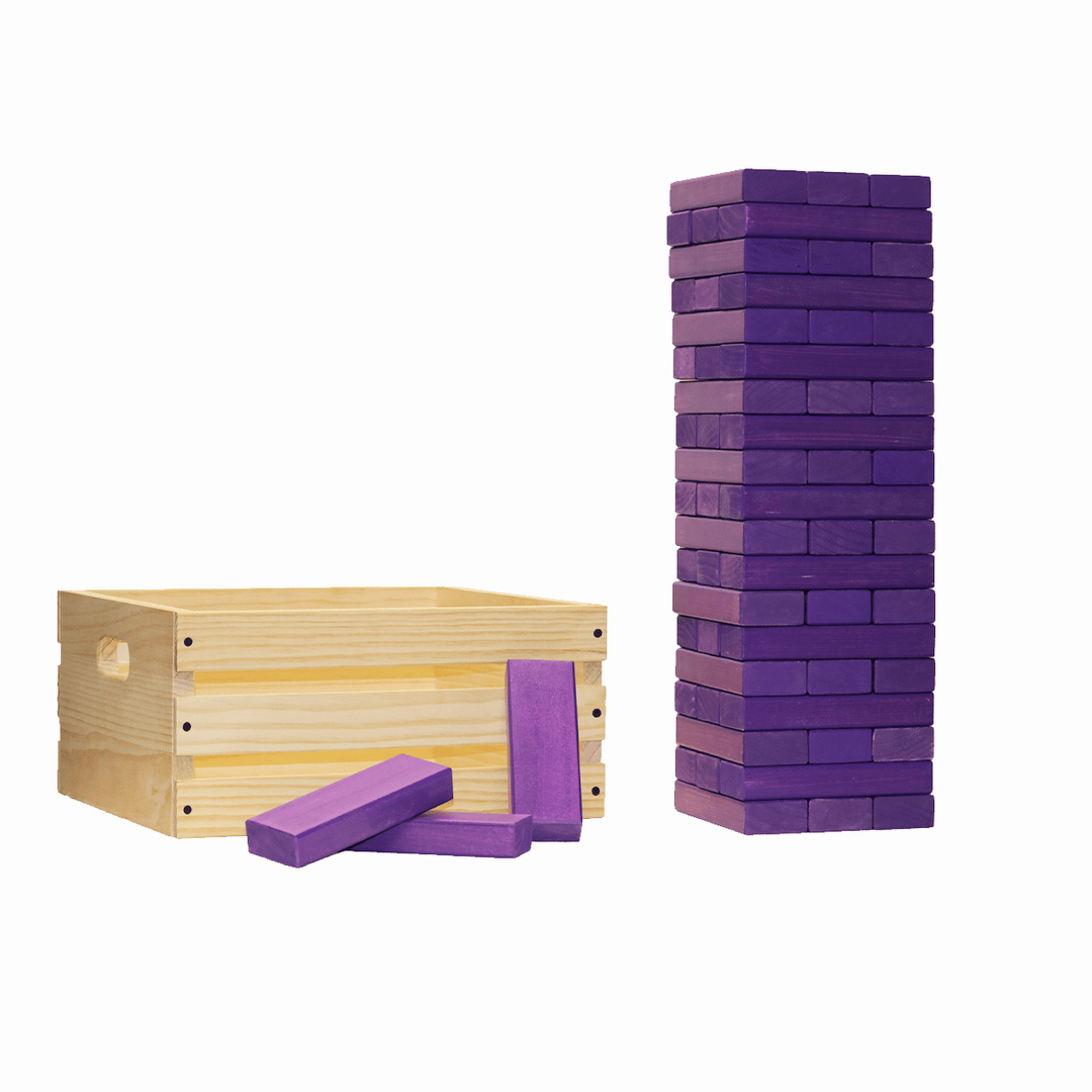Slick Woody's Purple / Purple Tailgating Pros Giant Toppling Timbers with Natural Wooden Crate
